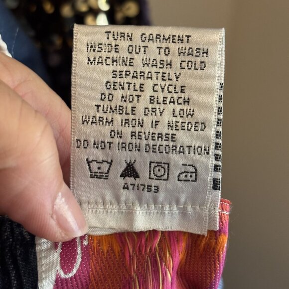 Quacker Factory Dark Wash Cropped Jeans With Sequins Detail At Hem - Picture 6 of 12